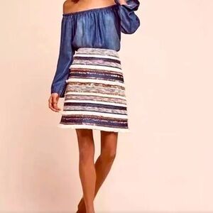 Anthropologie Moulinette Soeurs Party Holiday Sequin Beaded Boho Skirt Size 2